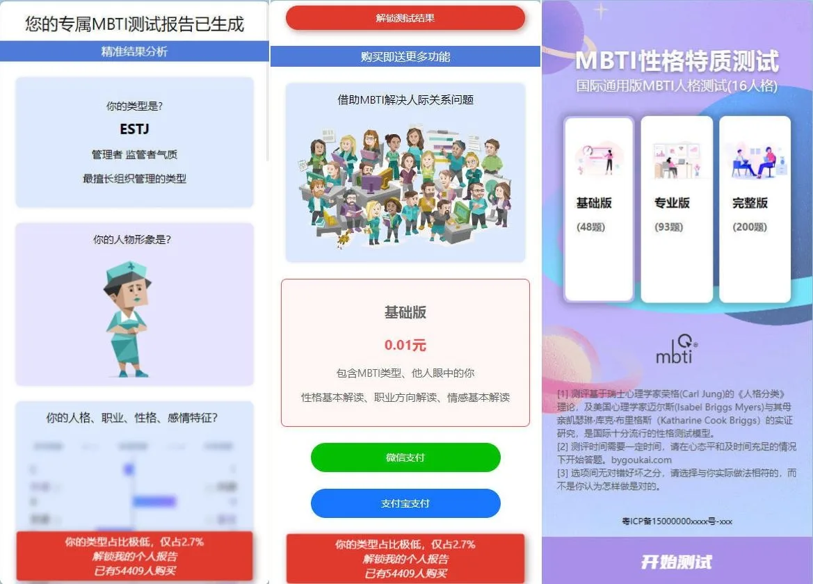 运营级MBTI十六型人格职业性格测试源码完整版源码下载