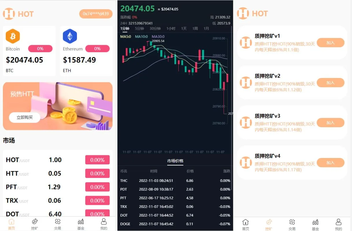 DAPP区块链理财交易系统/defi质押挖矿/虚拟币投资分红源码